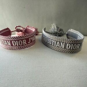 Dior Pink and Gray Woven Logo Bracelets